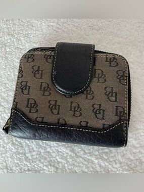 Dooney & Bourke Brown and Black Logo Zip Wallet